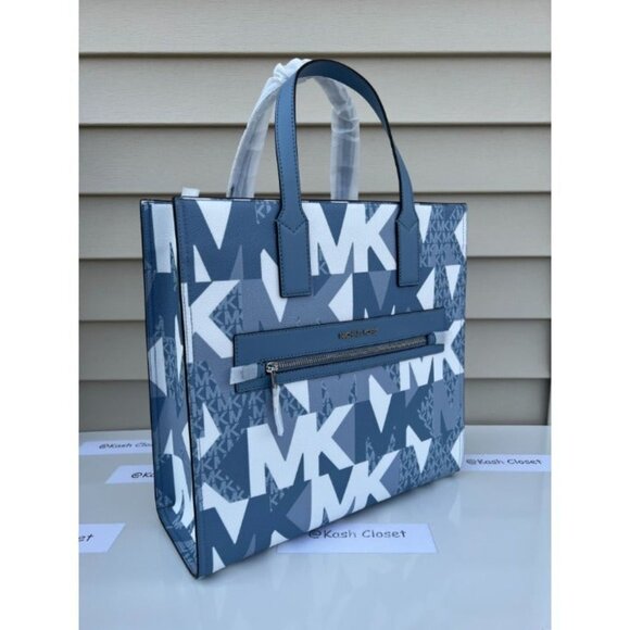Michael Kors tote bag kenly large purse MK signature chambray multi - Picture 2 of 12